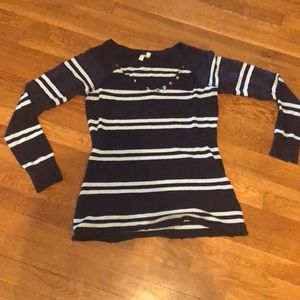 Free People navy stripped long sleeve shirt